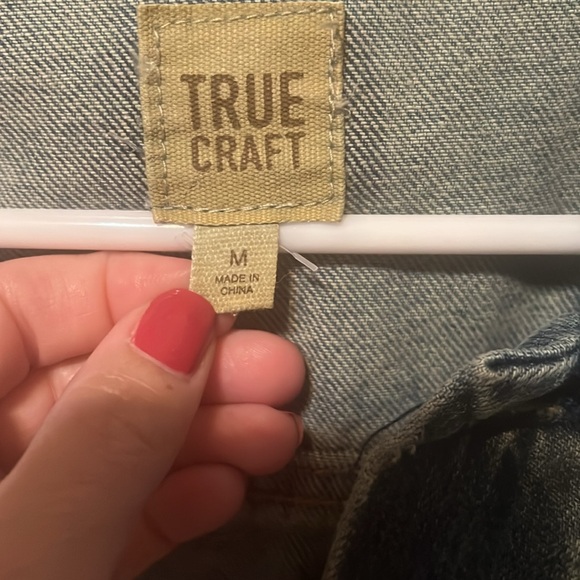 True Craft Split Side Distressed Blue Jean Jacket - Picture 2 of 8
